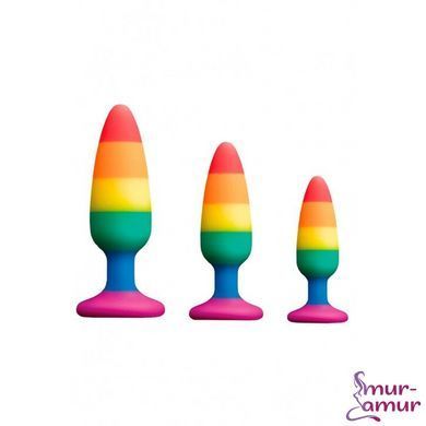 Силіконова анальна пробка Wooomy Hiperloo Silicone Rainbow Plug L, діаметр 3,9 см, довжина 13,1 см