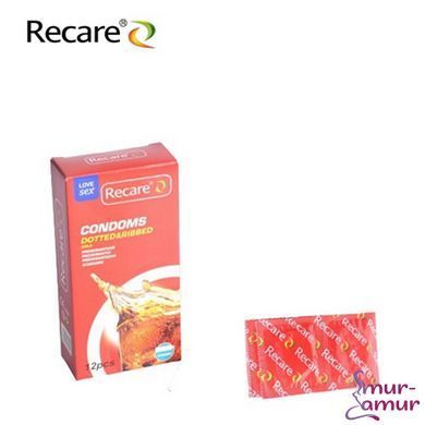 Презервативи Recare Cola Dotted&Ribbed Condoms 12 шт, з пухирцями та ребрами, аромат: Кола