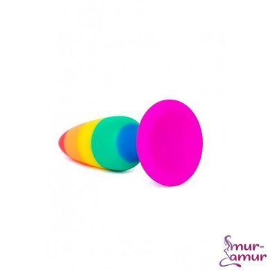 Силіконова анальна пробка Wooomy Hiperloo Silicone Rainbow Plug L, діаметр 3,9 см, довжина 13,1 см