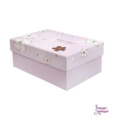 Подарункова коробка з квітами рожева, L - 28.5х21.5х11 см фото і опис