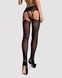 Чулки-стокинги с растительным рисунком Obsessive Garter stockings S206 black S/M/L черные, имитация фото