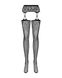 Чулки-стокинги с растительным рисунком Obsessive Garter stockings S206 black S/M/L черные, имитация фото