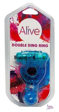 Эрекционное виброкольцо Alive Double Ding Ring Blue фото и описание