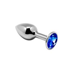 Металева анальна пробка з кристалом Alive Mini Metal Butt Plug Blue S фото і опис