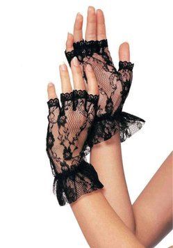 Короткие перчатки-гловелетты Leg Avenue Wrist length fingerless gloves, One Size, черные, сетка фото и описание