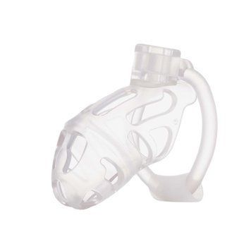 Клетка для пениса LOCKINK SEVANDA Plastic Penis Chastity Cage, прозрачная, 3 кольца разных размеров фото и описание