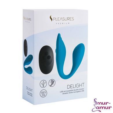 Двойной вибратор S Pleasures Premium Delight, бирюзовый, для клитора и точки G, 10 режимов фото и описание