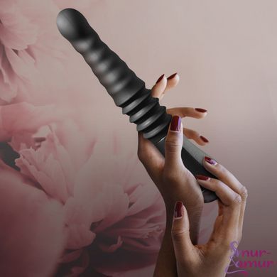 Пульсатор Blush Temptasia &ndash; Lazarus Thrusting Dildo &ndash; Black, ребристий стовбур, 3 швидкості
