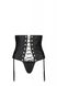 Пояс-корсет из экокожи Passion Celine Set with Open Bra 6XL/7XL black, шнуровка, пажи, стринги фото
