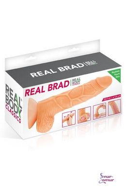 Фалоімітатор із рухомою крайньою плоттю Real Body — Real Brad, діаметр 4,5 см, TPE фото і опис