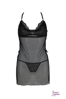 Сорочка Passion DELIENA CHEMISE L/XL black, стринги с заниженной талией фото и описание