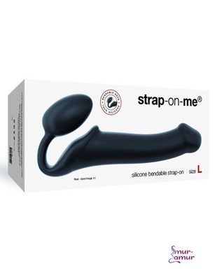 Безремневой страпон Strap-On-Me Black L, полностью регулируемый, диаметр 3,7см фото и описание