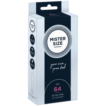 Презервативы Mister Size - pure feel - 64 (10 condoms), толщина 0,05 мм фото и описание