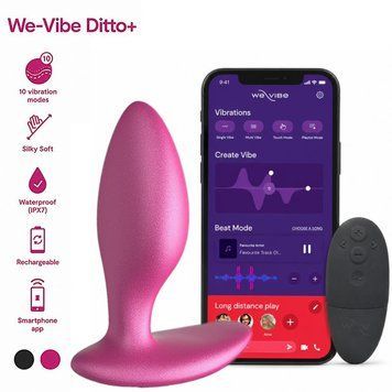 Анальная смарт-вибропробка We-Vibe Ditto+ Cosmic Pink, 10 режимов, пульт ДУ фото и описание
