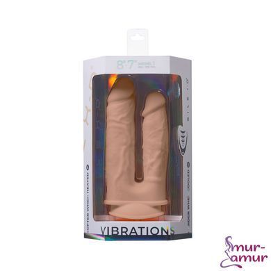 Двойной фаллоимитатор с вибрацией SilexD Double Gusto Vibro Flesh (Model 1 size 8" & 7") + LRS, диаметр 4,5 см и 3,7 см