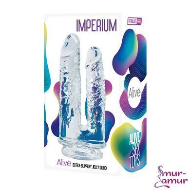 Прозрачный фаллоимитатор Alive Imperium Jelly Dildo для двойного проникновения