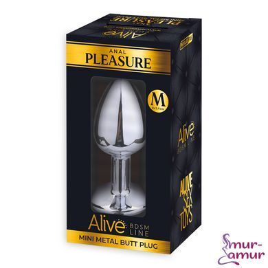 Металлическая анальная пробка с кристаллом Alive Mini Metal Butt Plug Red M