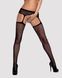 Сетчатые чулки-стокинги с цветочным рисунком Obsessive Garter stockings S207 XL/XXL, черные, имитаци фото