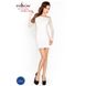 Бодистокинг Passion BS025 white, платье-сетка, спущенное плечо, длинный рукав фото