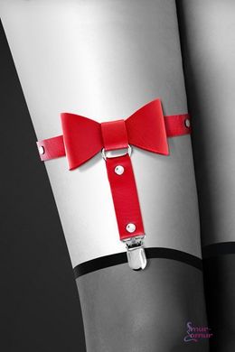 Гартер на ногу Bijoux Pour Toi - WITH BOW Red, сексуальная подвязка с бантиком, экокожа фото и описание