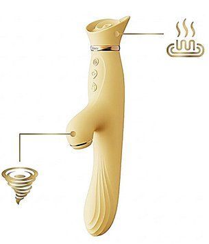 Вибратор с подогревом и вакуумной стимуляцией клитора Zalo - ROSE Vibrator Lemon Yellow фото и описание