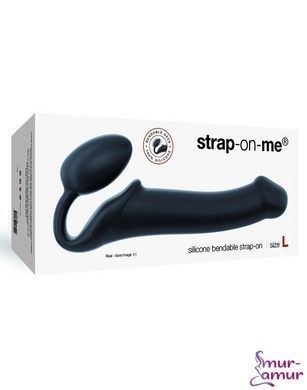 Безремневой страпон Strap-On-Me Black XL, полностью регулируемый, диаметр 4,5см фото и описание