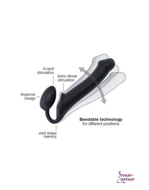 Безремневой страпон Strap-On-Me Black XL, полностью регулируемый, диаметр 4,5см фото и описание