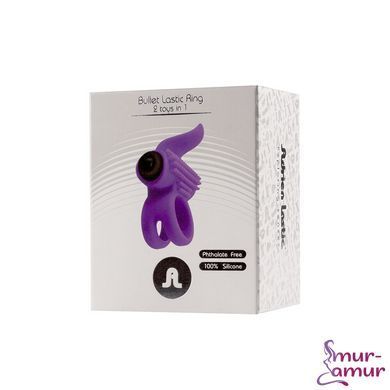 Эрекционное виброкольцо Adrien Lastic Bullet Lastic Ring с язычком и щеточкой для стимуляции клитора фото и описание