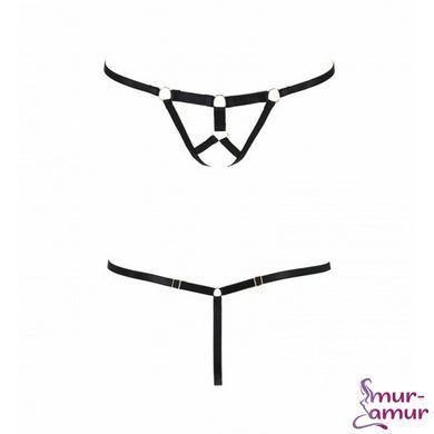 Трусики стрінги зі стреп Passion Exclusive ARMANDA THONG L/XL, black