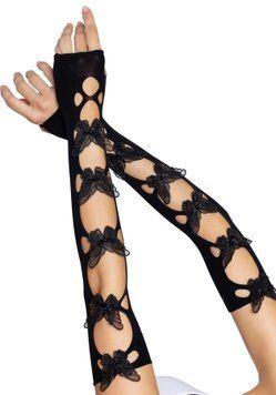 Мітенки Leg Avenue Butterfly applique arm warmers Black, метелики фото і опис