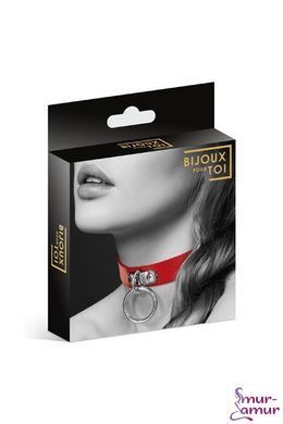 Чокер с кольцом для поводка Bijoux Pour Toi - FETISH Red, экокожа фото и описание