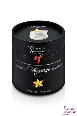 Масажна свічка Plaisirs Secrets Vanilla (80 мл) подарункове паковання, керамічний посуд фото і опис