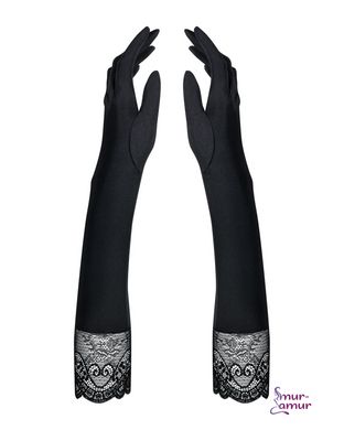 Высокие перчатки с камнями и кружевом Obsessive Miamor gloves, black фото и описание