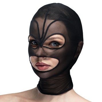 Маска серце сітка з відкритим ротом та очима Feral Feelings - Hearts Mask Black/Black фото і опис