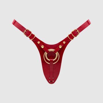 Трусики для страпона Strap-On-Me Leatherette Harness Fabulous - One Size - Red Glossy фото и описание