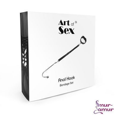 Анальный крюк 4 с ошейником из натуральной кожи Art of Sex - Anal hook, Черный