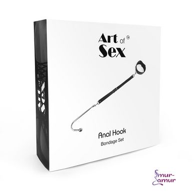 Анальный крюк 4 с ошейником из натуральной кожи Art of Sex - Anal hook, Черный фото и описание