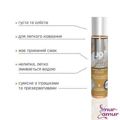 Змазка на водній основі JO H2O &mdash; Vanilla Cream (30 мл) без цукру, рослинний гліцерин фото і опис