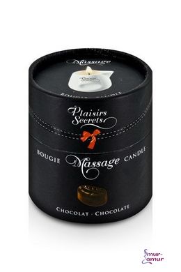 Масажна свічка Plaisirs Secrets Chocolate (80 мл) подарункова упаковка, керамічний посуд фото і опис