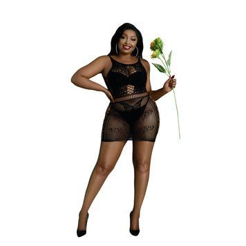 Платье-бодистокинг Moonlight Plus Model 01 XL-XXXL Black, мини, без рукавов фото и описание