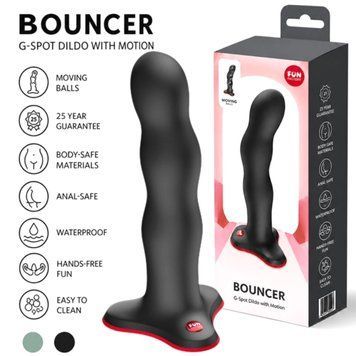 Фалоімітатор Fun Factory BOUNCER Black, кульки всередині, ефект вібрації, діаметр 3,9 см