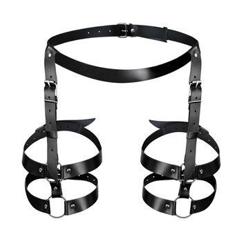 Шкіряні гартери Art of Sex - Melani Leather garters, Чорні XS-M фото і опис