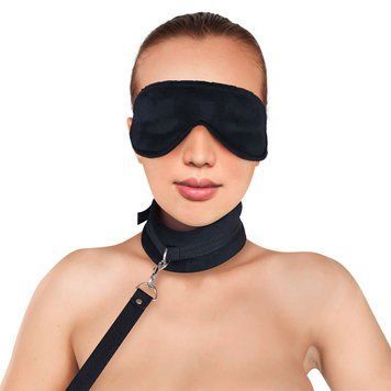 Набір нашийник з повідцем та маска Art of Sex &ndash; Soft Touch Light, чорний фото і опис