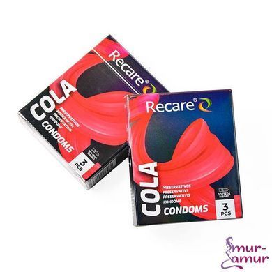 Презервативи Holographic Recare Cola Dotted&Ribbed Condoms 3 шт, з пухирцями і ребрами, аромат: Кола