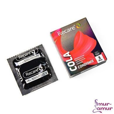 Презервативи Holographic Recare Cola Dotted&Ribbed Condoms 3 шт, з пухирцями і ребрами, аромат: Кола