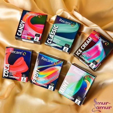 Презервативи Holographic Recare Cola Dotted&Ribbed Condoms 3 шт, з пухирцями і ребрами, аромат: Кола
