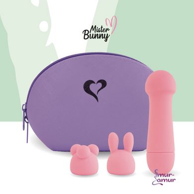 Мини-вибратор FeelzToys Mister Bunny Pink с двумя насадками фото и описание