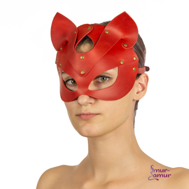 Преміум маска кішечки LOVECRAFT, натуральна шкіра, червона, подарункова упаковка фото і опис