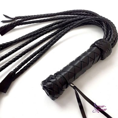 Флогер Кішка, 9 плетених хвостів по 50 см, колір чорний фото і опис