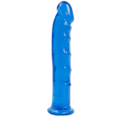 Фалоімітатор Doc Johnson Jelly Jewels Dong & Suction Cup Blue, діаметр 3,6 см, антибактеріальний ПВХ фото і опис